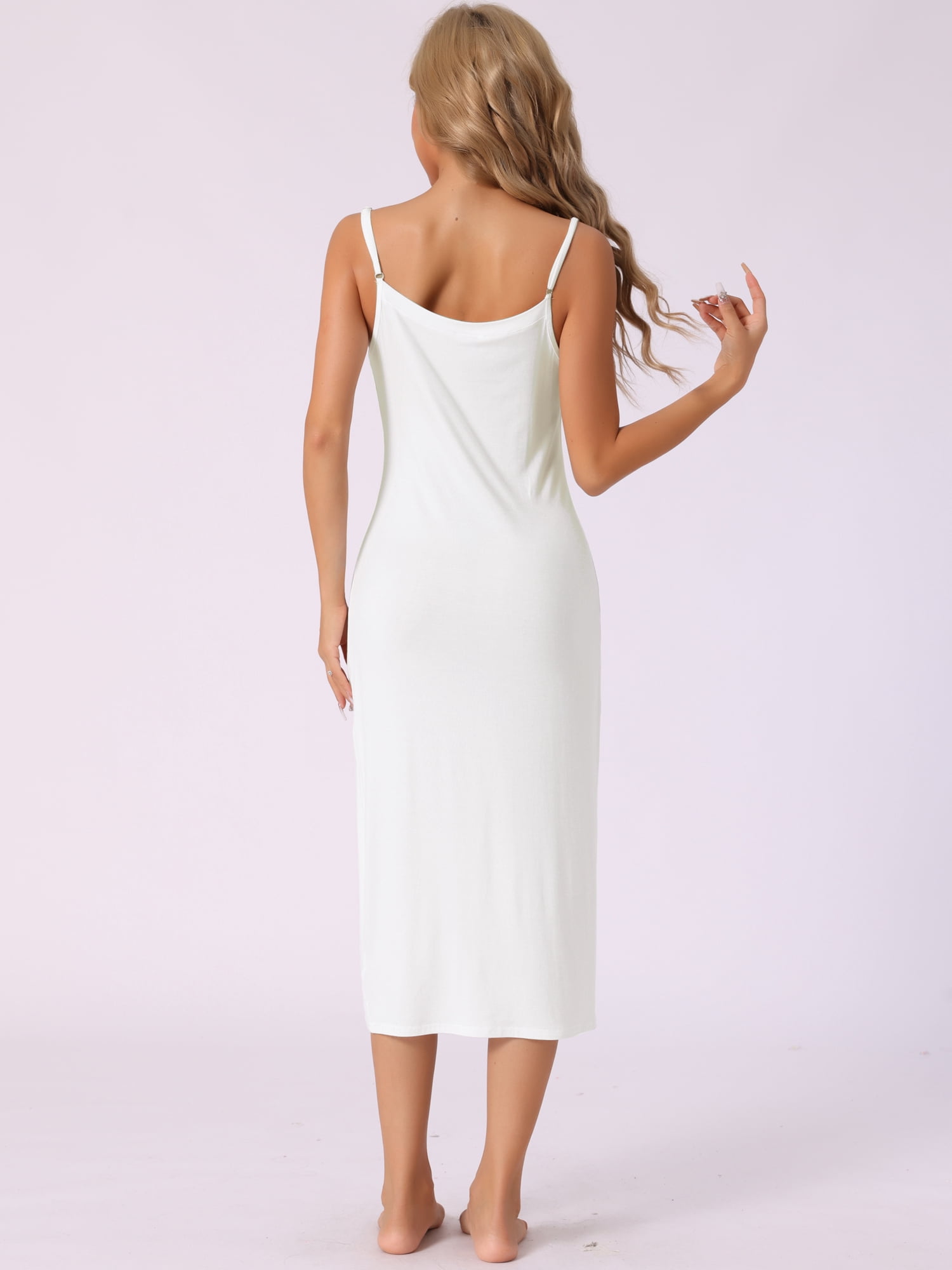 DARING DIVA Women's Modal Sleeveless V Neck Spaghetti Strap Loungewear XS White