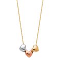 thumbnail image 2 of Wellingsale 14k Tri 3 Color Gold Polished 3 Heart Necklace - 18", 2 of 5