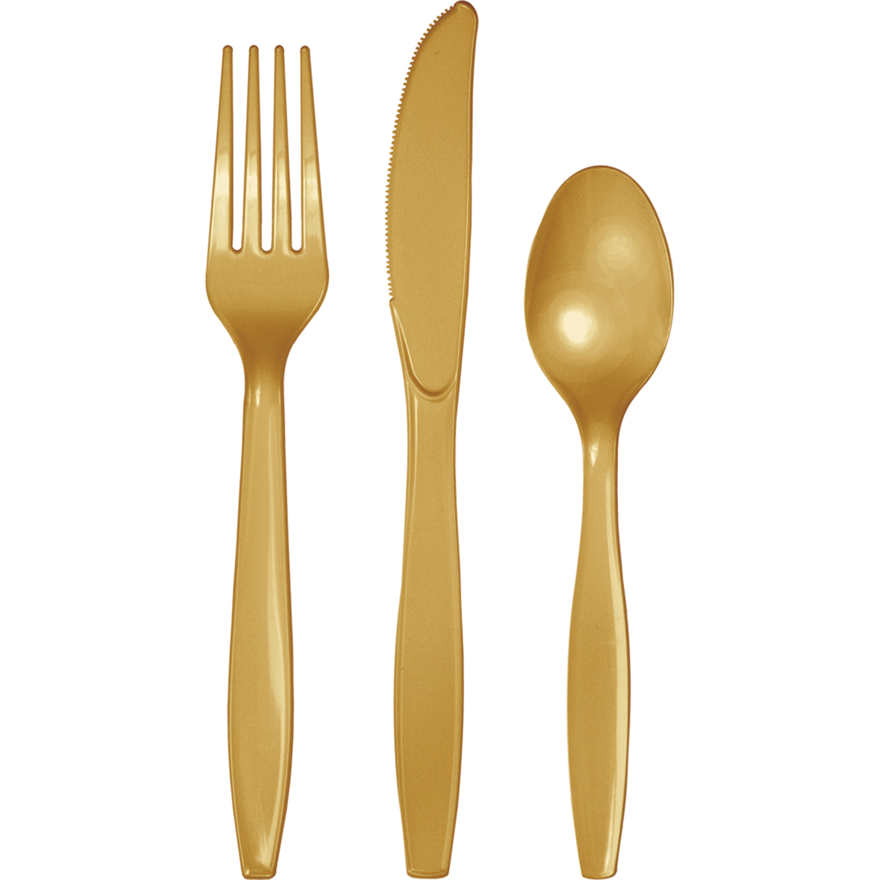 Gold Plastic Assorted Cutlery, 72 Count