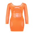 thumbnail image 4 of PENGXIANG Femmes Sexy Évider Cocktail Robe Bodycon Mesh Transparent Patchwork Manches Longues Épaule Enveloppe Mini Robe Clubwear, 4 of 7