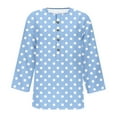 thumbnail image 4 of QUNYINEY Women's T Shirts Casual Crew Neck 3/4 Sleeve Polka Dot Tops Summer Button Loose Pullover Women's Tops, 4 of 7