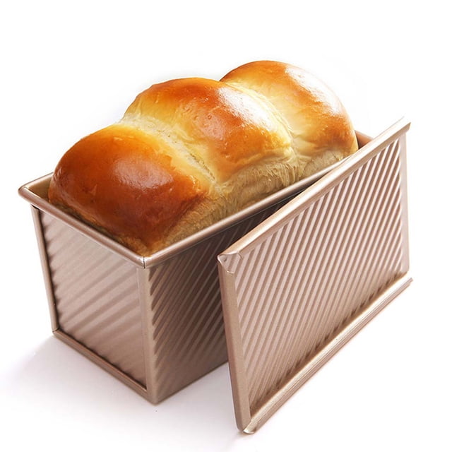 Loaf Pan With Cover/Bread Baking Mould Cake Toast/Non-Stick Toast Box with Lid For 450g Dough, Vented Hole for Rapid Baking