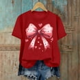 thumbnail image 4 of Women's Valentine's Day Tops Bow Detail Print Round Neck Short Sleeve Tee Red XXXL, 4 of 6