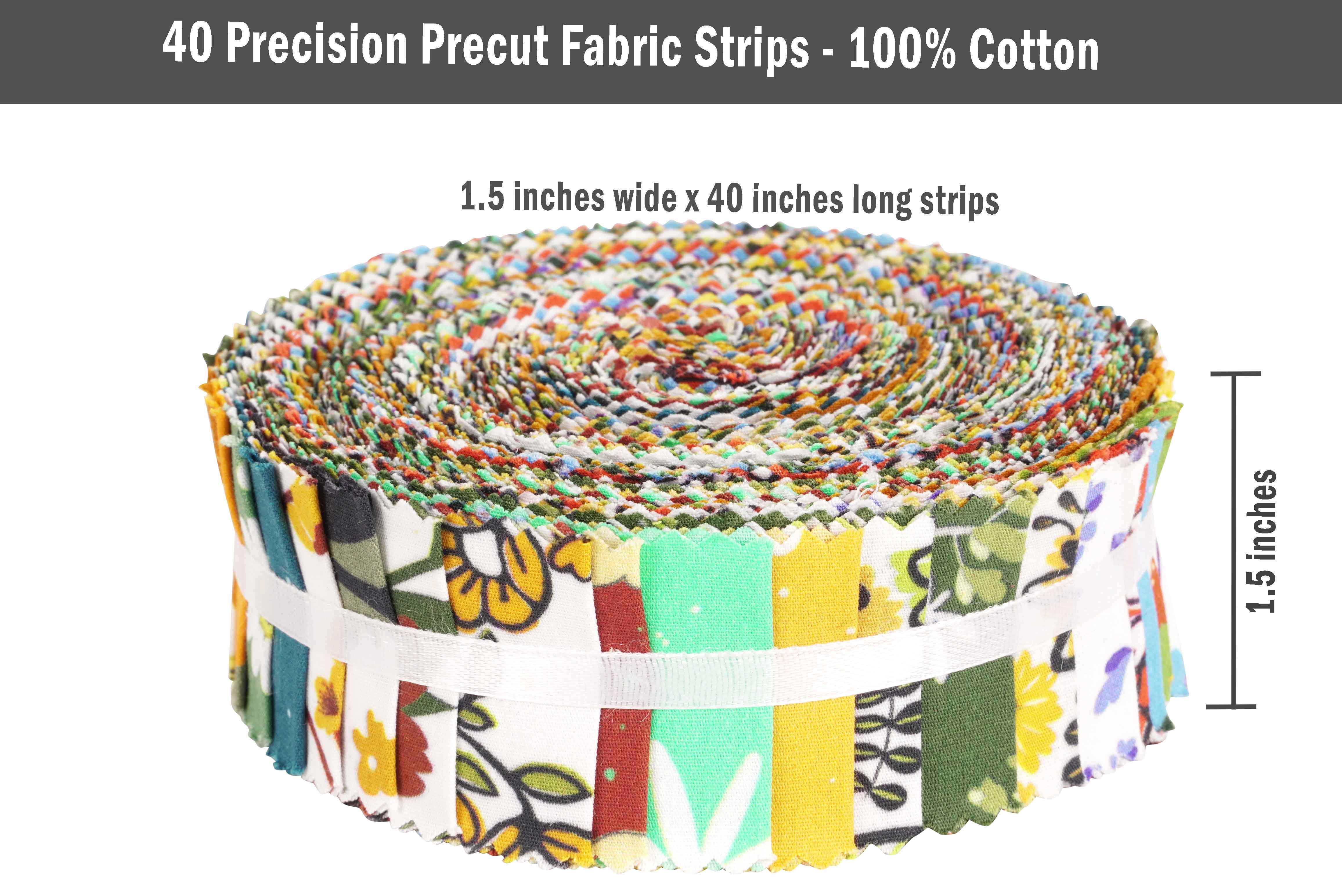 Soimoi 40Pcs Florals Print Precut Fabrics Strips Roll Up 1.5 inches Cotton Jelly Rolls For Quilting - Multicolor