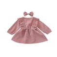thumbnail image 4 of MesaSe Robe en Velours Côtelé à Volants Manches Longues Bandeau Robes Enfants Rouge Vin 6-12 Mois, 4 of 9