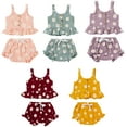 thumbnail image 2 of Sinhoon Toddler Kids Baby Girls Clothes Halter Crop Cami Daisy Tank Tops Floral Shorts Bloomers Summer Outfit Set, 2 of 13