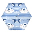 thumbnail image 6 of Blue Stripes Cute Bear Faces Dot Flowers All Weather Umbrella Triple Folding Parasol 6 Ribs UV Protection Portable, 6 of 8