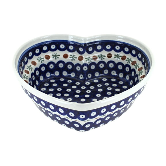 Blue Rose Polish Pottery Nature Large Heart Bowl