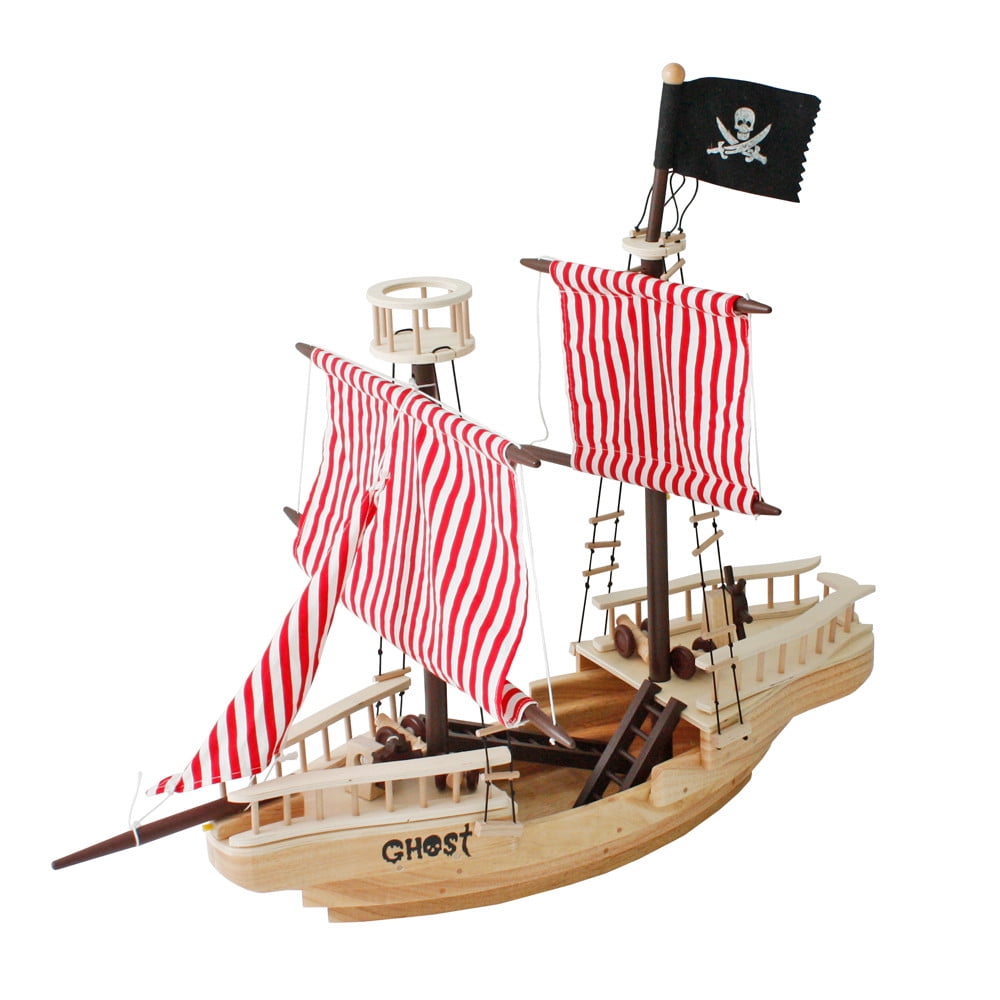 New Small Handmade Wooden Ship Model Pirate Sailing Boats Toys For Children 