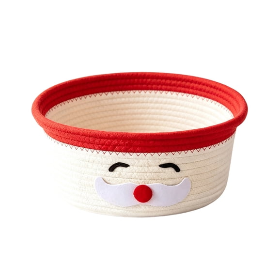 Twfbrm Christmas Gift Basket, 12 x 5 Inch Reusable Woven Basket with Snowman Form and Armless Handles Design, Holiday Decorative Woven Organizer Basket for Xmas Gifts, Home Decor