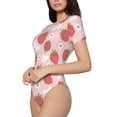 thumbnail image 2 of The Xecao Floral Strawberr Women's Crew Neck Body Suit, a short-sleeved bodysuit and basic swimsuit, both comfort and style for dating and daily life, 2 of 9
