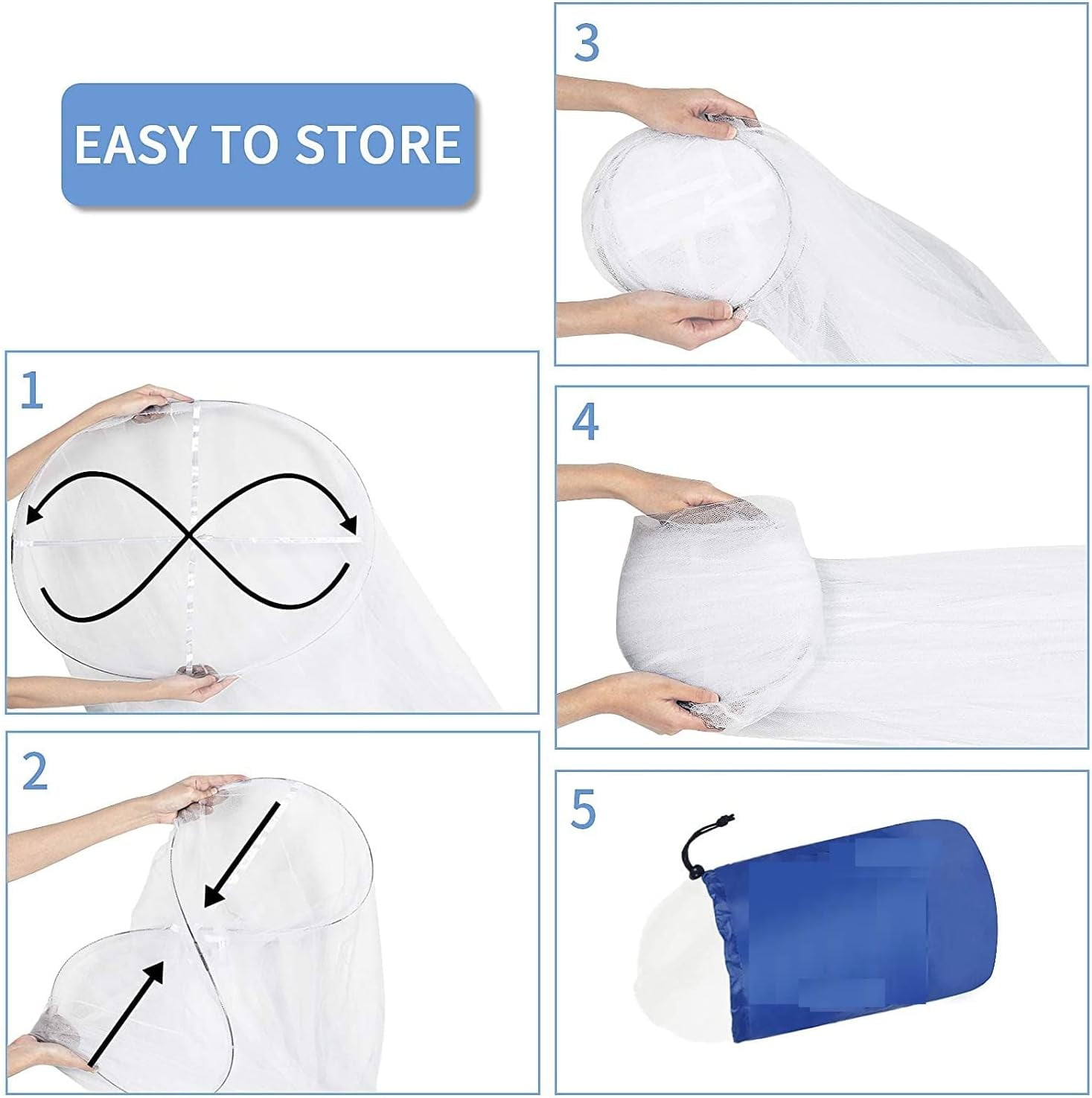Mosquito Net for Bed, Large White Bed Canopy for Girls, Hanging Bed Net, Ideal for Bedroom Decorative, Travel with Storage Bag (Round)