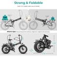 thumbnail image 6 of Heybike Mars Electric Bicycle Foldable 20" x 4.0 Fat Tire Electric Bike with 500W Motor, 624WH Removable Battery, 50 Miles Range, Dual Shock Absorber Ebike for Adults, 6 of 9