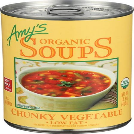 Amys Organic Chunky Vegetable Soup, Low Fat, 14.3-Ounce
