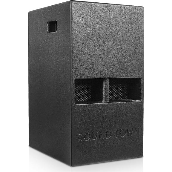 Sound Town 1400 Watts 12" Powered PA/DJ Subwoofer 2.1 Channel w/ 2 Speaker Outputs, Folded Horn Design, Built-in Mixer, Plywood, Black (CARPO-M12DS)