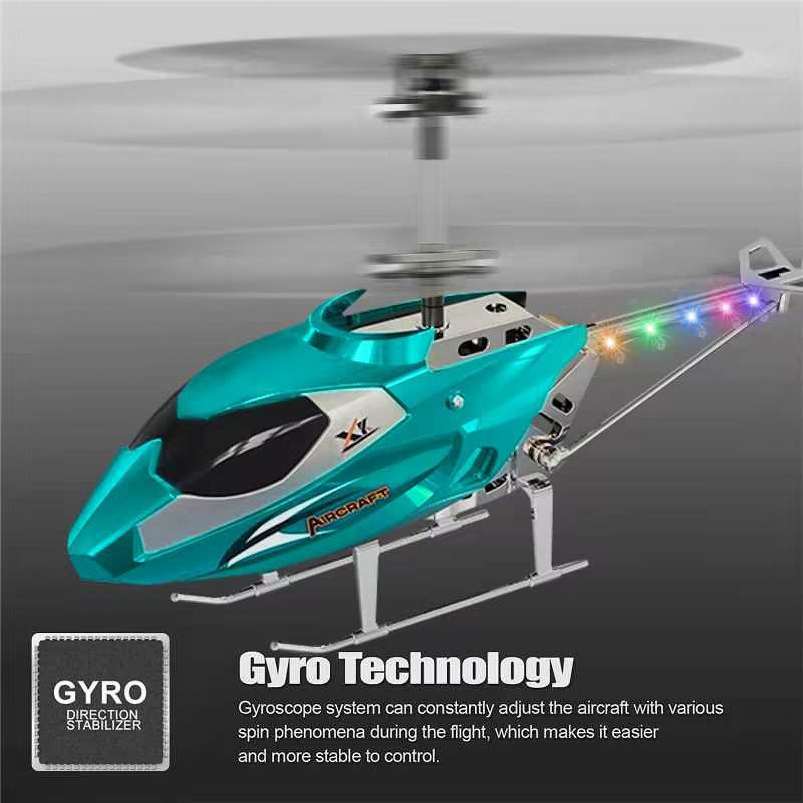 PayUSD Remote Control Helicopter Mini Gyroscope RC Helicopters LED Light for Indoor to Fly for Kids and Beginners, Blue - image 3 of 8