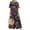 Blue, variant on ZANZEA Women Short Sleeve Floral Print Loose Casual Long Dress