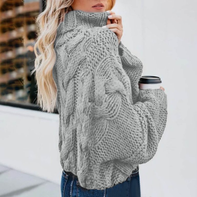 Ahdbta Turtleneck Sweaters for Women Fall Winter Slouchy Oversized