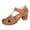 Brown, variant on Mid Chunky Heeled Sandals for Women Close Toe Platform Cut out Heels Non Slip Slides Slipper Embroidered Floral Beach Footwear Brown Size 8