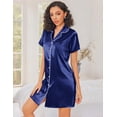 thumbnail image 2 of Ekouaer Silk Nightgowns for Women Button Down Nightshirts Short Sleeve Sleepshirts Sexy Nightdress Satin Sleepwear, 2 of 6