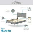 thumbnail image 5 of Boyd Sleep Leah Gray Linen Queen Size Fully Upholstered Platform Bed Frame with Adjustable Headboard, 5 of 17