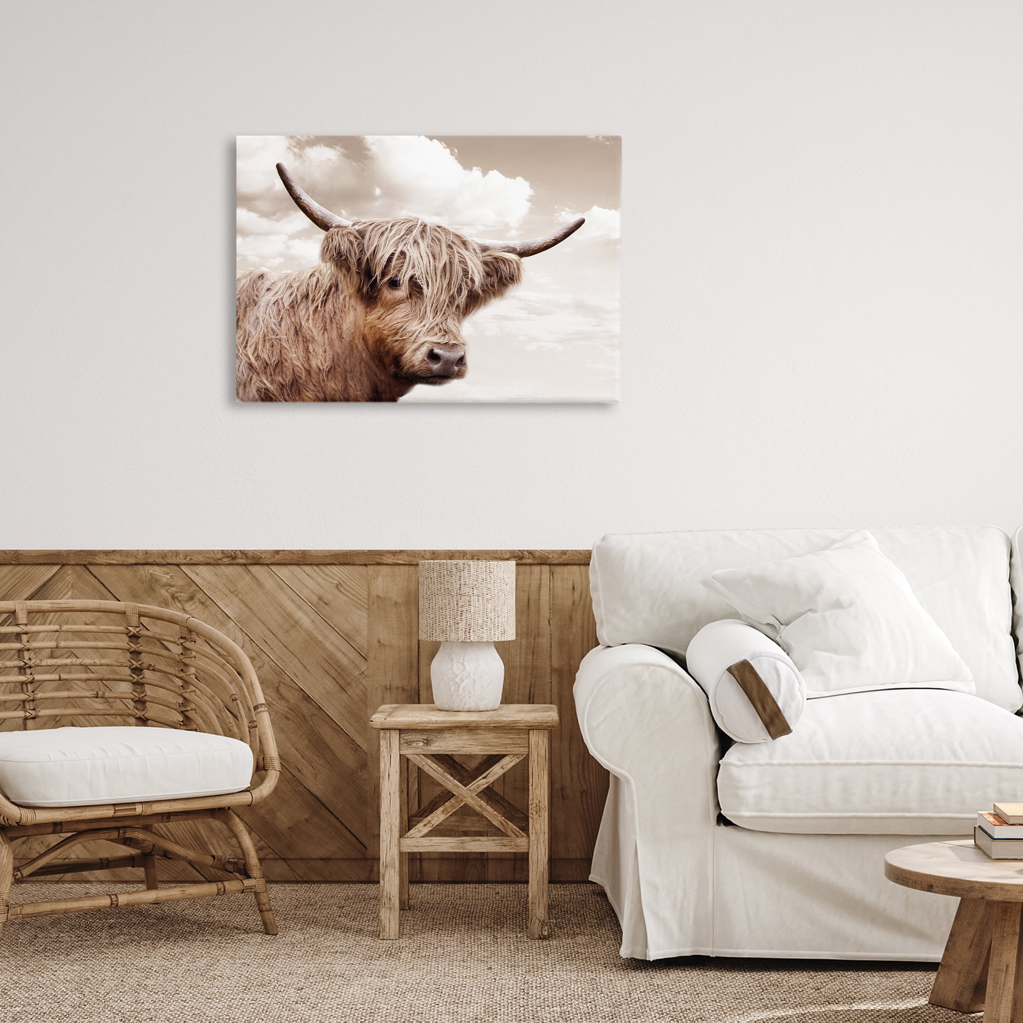 Stupell Industries Shaggy Highland Cow & Clouds Canvas Wall Art, design by CAD Designs