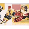 thumbnail image 1 of Vintage Hockey Bleu Jaune Rouge Papier Peint Bord Rétro Design, Rouleau 15' x 7'', 1 of 3