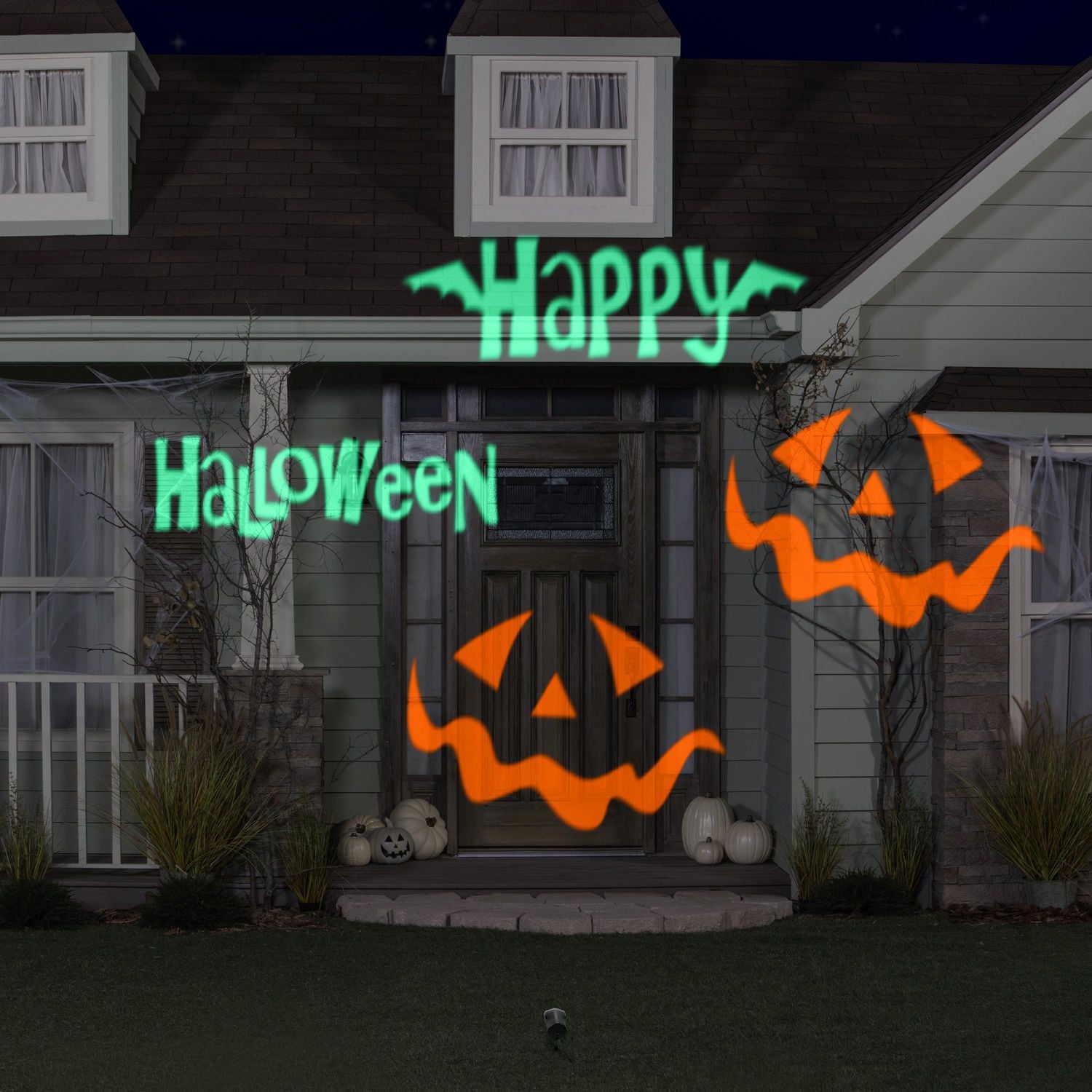 Lightshow Projection Whirl-a-Motion Happy Halloween JOL (Green/Orange)