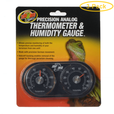 - Zoo Med Precision Analog Thermometer & Humidity Gauge Analog Thermometer & Humidity Gauge - Pack of 3