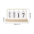 thumbnail image 2 of Vintage Wooden Perpetual Calendar Desk Flip Calendar with Light Turn Page Month Date Display for Office Home Decoration Brown, 2 of 5