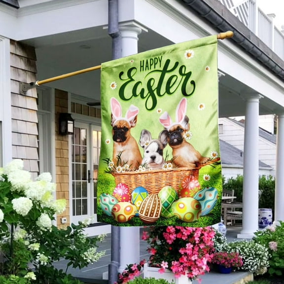 French Bulldog Happy Easter Flag - House Flag (29.5" x 39.5")