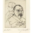thumbnail image 2 of Lovis Corinth 12x14 Black Ornate Wood Framed Double Matted Museum Art Print Titled: Sketch of Two Male Heads (Self-Portraits) (1915), 2 of 5