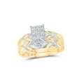 thumbnail image 2 of 10kt Yellow Gold His Hers Round Diamond Square Matching Wedding Set 1/2 Cttw, 2 of 3