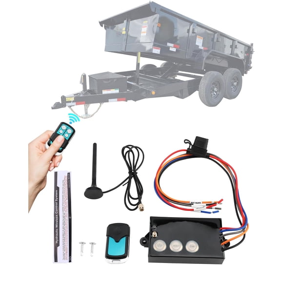 Gledewen Wireless Dump Trailer Remote, 12 Volt Hydraulic Lift Winch Tilt, Dump Trailer Wireless Remote Control Kit, Hydraulic Wir
