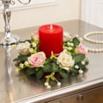 thumbnail image 5 of Giunmcul Commemorative Day Rose Candle Holder Wreath Artificial Flower Ring Table Window Decor Romantic Centerpiece for Wedding Party Home Use 1 Piece 21cm, 5 of 6