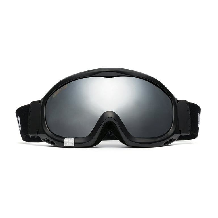 JUST GO Ski Goggles for Skiing Motorcycling and Winter Sports Dual-Layer  Anti-Fog 100% UV Protection lens Snowboard Goggles fit Men, Women and  Youth, Black Frame/ Silver Lens (VTL 12.8%)