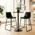 thumbnail image 3 of Bar Stools Set of 4,  Modern PU Leather Counter Height Bar Stools, Backrest & Metal Legs, Black, 3 of 7