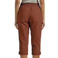 thumbnail image 7 of Womens Linen Cropped Pants Slim Leg Drawstring Elastic Waist Capri with Pockets Summer Casual Beach Pants,Sizes S-3XL, 7 of 7