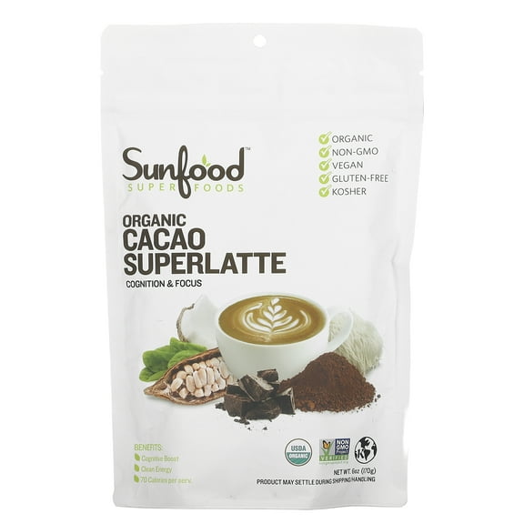 Sunfood Organic Cacao Superlatte, 6 oz (170 g)