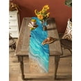 thumbnail image 4 of Aqua Ombre Coastal Table Runner Summer Nautical Beach Ocean Seaside Tablerunners 18 x 72 Inch, Table Decorations Tabletop Scarf for Summer Gathering Holiday Farmhouse Kitchen Dining Decor, 4 of 6