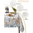 thumbnail image 5 of Blue Beige Coastal Rectangle Tablecloth, Beach Starfish Summer Eucalyptus Waterproof & StainResistant Tablecloth, Washable Oil-proof Table Cover for Dining/Party/Wedding/Camping/Buffet 54x108 In, 5 of 9