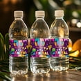thumbnail image 4 of 24 etiquetas de botellas de agua de Mardi Gras y 6 tapas de botellas de conejo, pegatinas impermeables, 4 diseños festivos, decoraciones autoadhesivas para bebidas, artículos para fiestas, 9x2, 4 of 6
