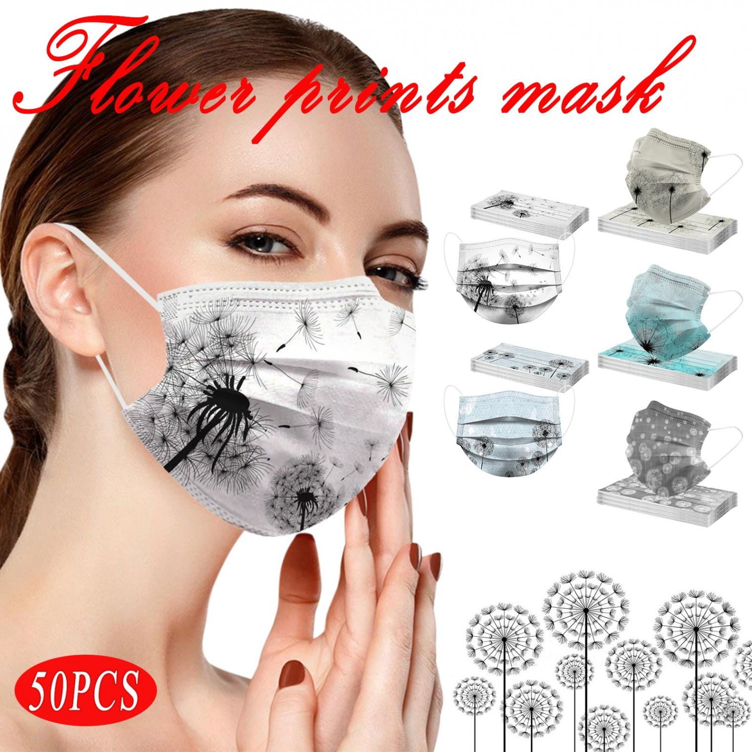 Giftesty 50PCS Adults Daily Beautiful Flower Prints 3 Layer Disposable