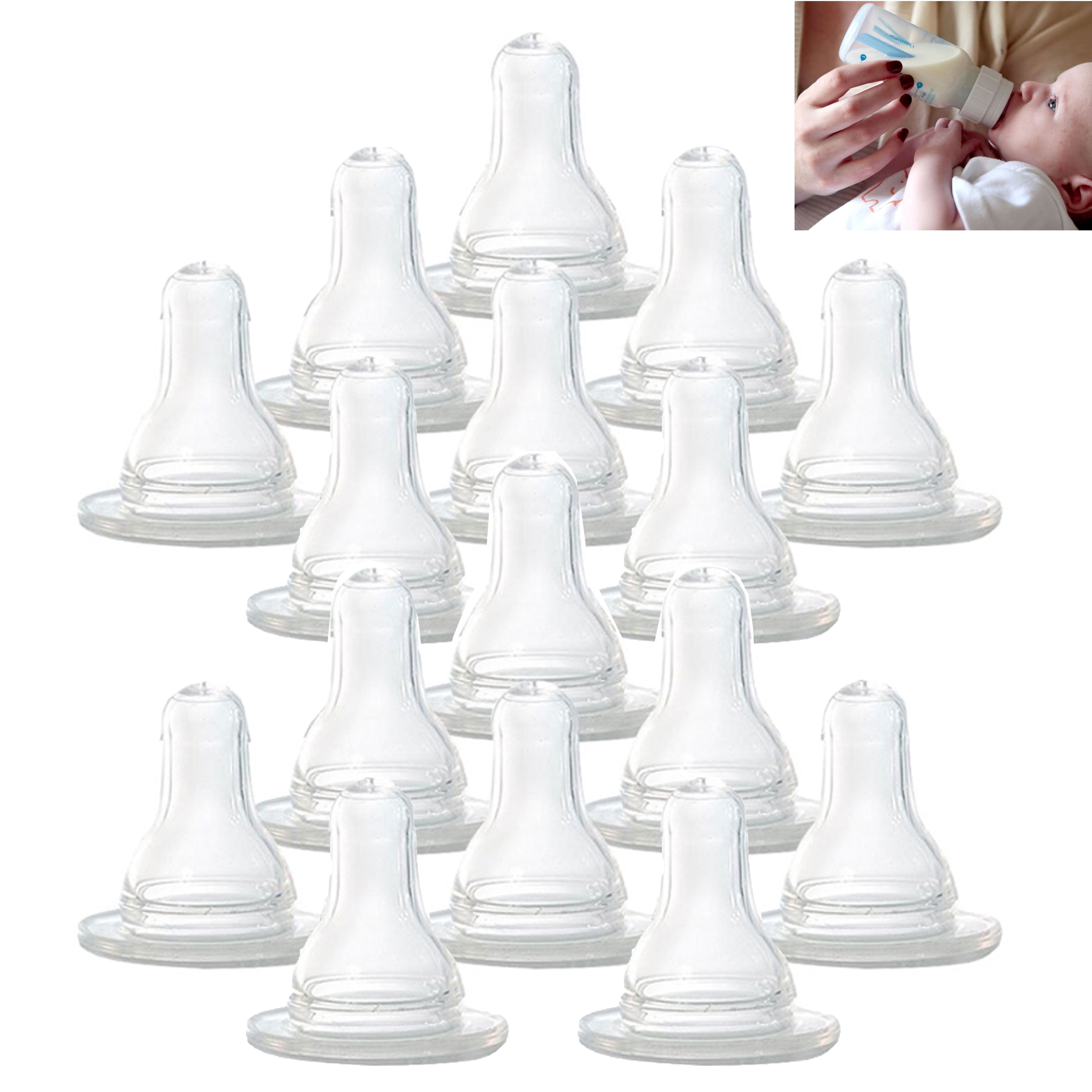 16 Baby Bottle Nipples Standard Consistent Flow Soft Nipple Feeding Reduce Colic