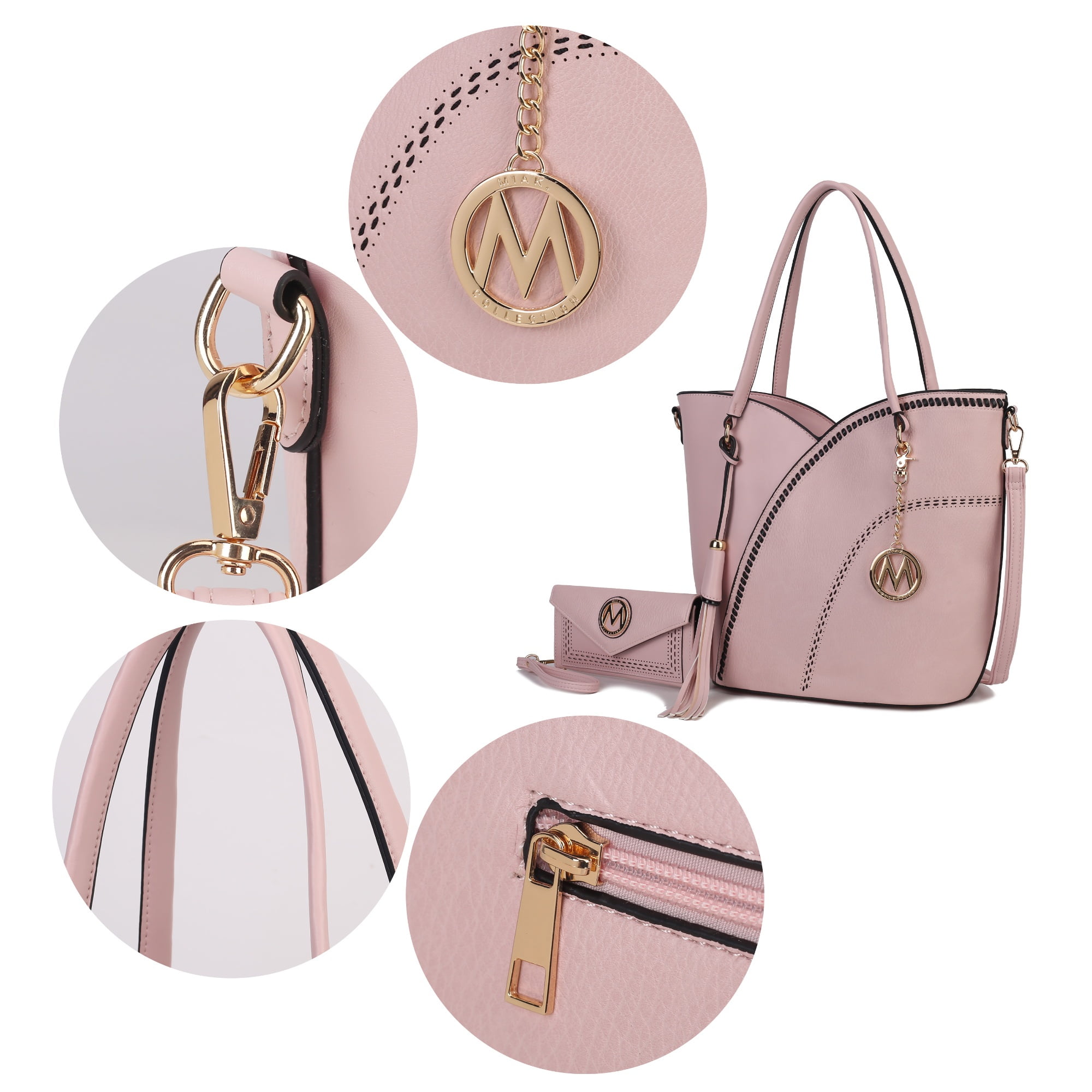 MKF Collection Imogene Women's Tote Bag with Wristlet Wallet, Vegan Leather Shoulder Bag Handbag Set by Mia K -Wine