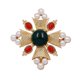 thumbnail image 1 of Broche de aleación con incrustaciones de perlas de imitación en forma de cruz, elegante y clásico., 1 of 5