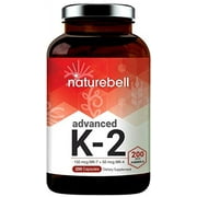 Advanced Vitamin K2 Supplement with MK-7 & MK-4, 200 mcg, 200 Capsules, Vitamin K2 Complex Supplement, Supports Joint and Heart Health, Non-GMO
