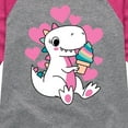 thumbnail image 3 of Instant Message - Ice Cream Dinosaur - Toddler & Youth Girls Raglan Graphic T-Shirt, 3 of 6