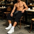 thumbnail image 5 of Hurxie Men's Baggy Sweat Shorts Long Below Knee Fleece Capri Shorts Athletic Casual 3/4 Pants with Pockets Black,L, 5 of 7