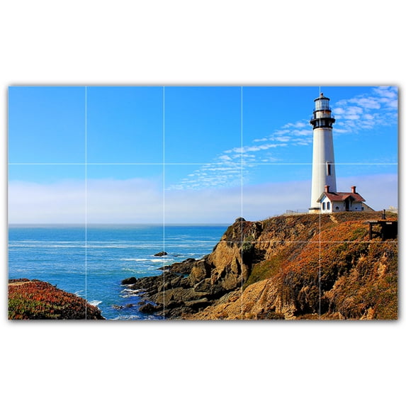 Picture-Tiles.com: Lighthouse Ceramic Tile Wall Mural WAL500824-53S. 21.25"W x 12.75"H using (15) 4.25" x 4.25" Ceramic Tiles-Satin Finish